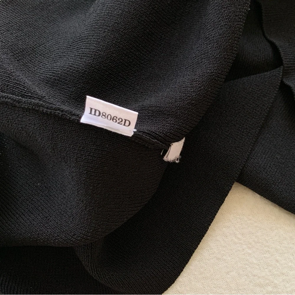 Ann Taylor Womens 3/4 Sleeve V Neck Button Bow Tie Sweater Cardigan Black Size M
